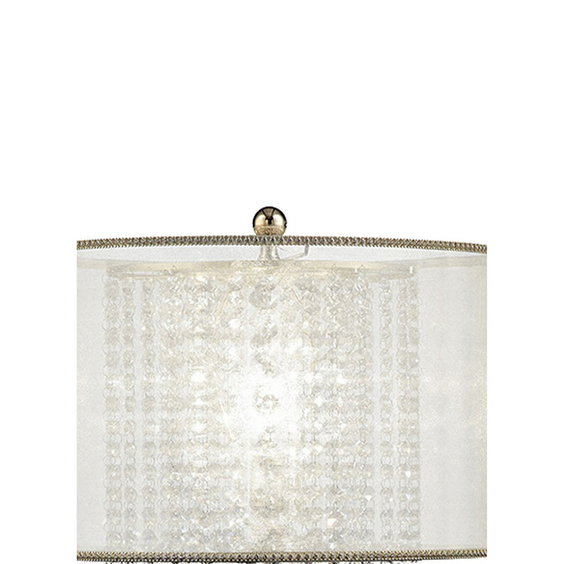 Table Lamp with Hanging Crystal Accents White and Gold-zoom-
