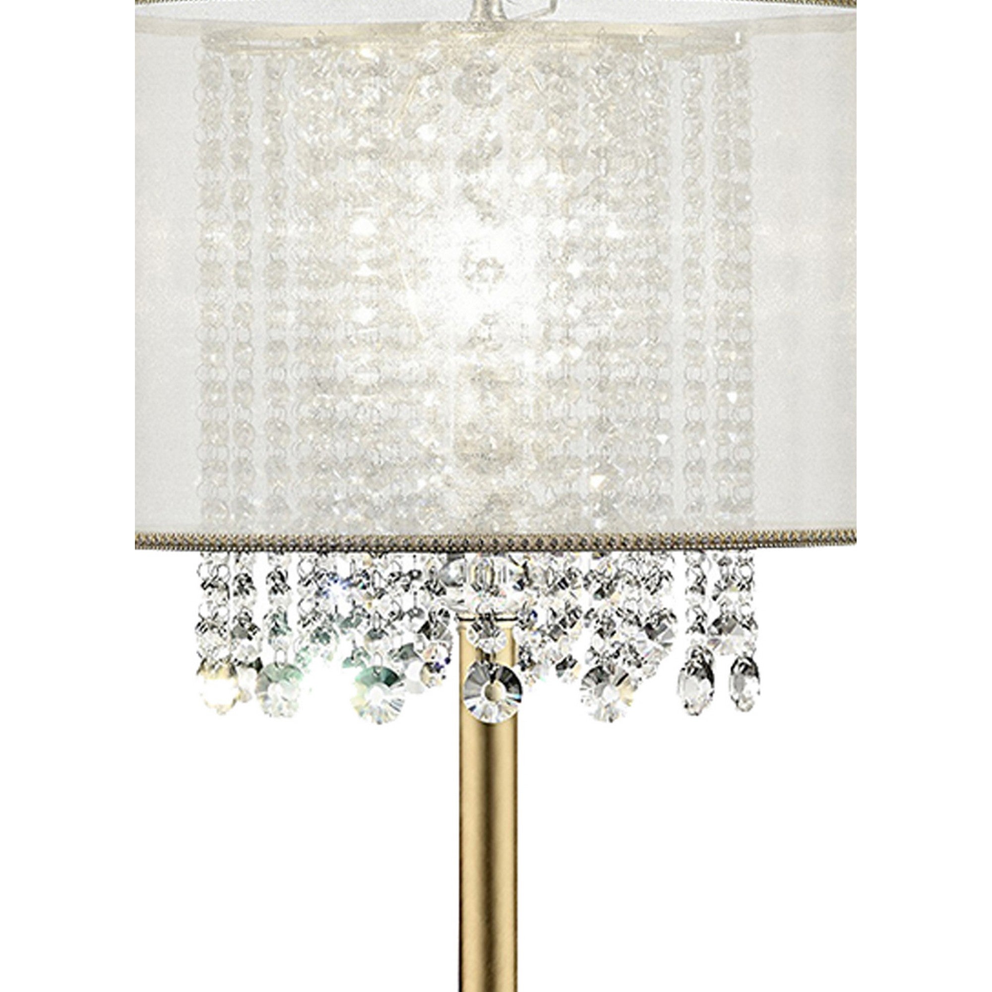 Table Lamp with Hanging Crystal Accents White and Gold-zoom-3