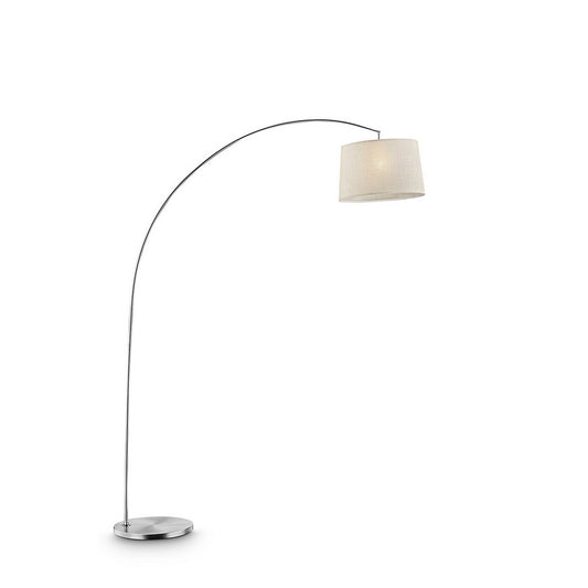 Floor Lamp With Arched Metal Body Silver And Beige