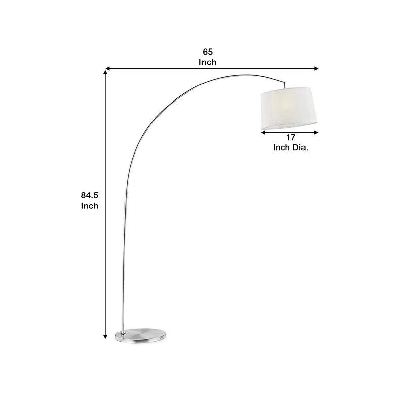 Floor Lamp With Arched Metal Body Silver And White-zoom-