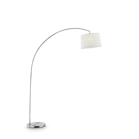 Floor Lamp With Arched Metal Body Silver And White