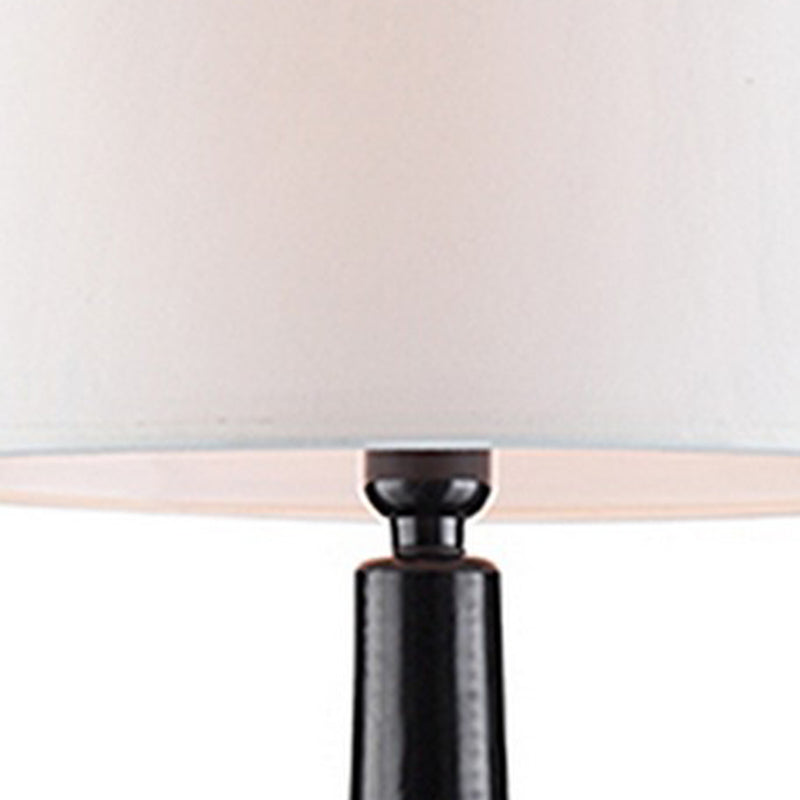 Table Lamp with Ribbed Ceramic Body Black and white-zoom-