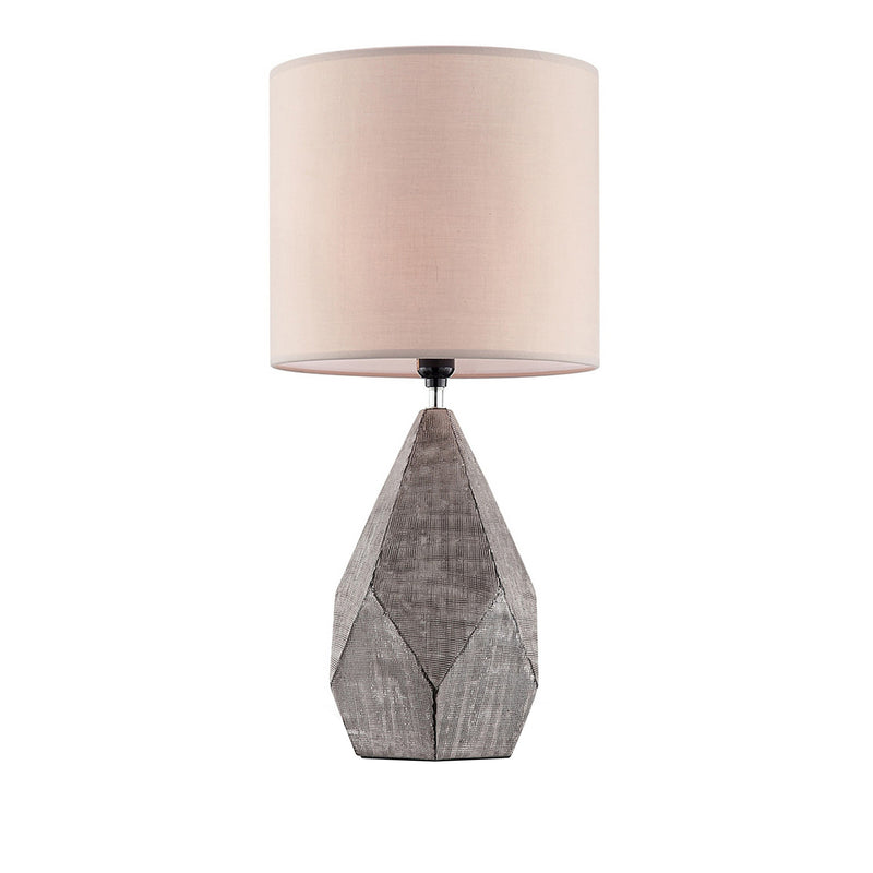Table Lamp with Faceted Ceramic Body Gray and Beige-zoom-
