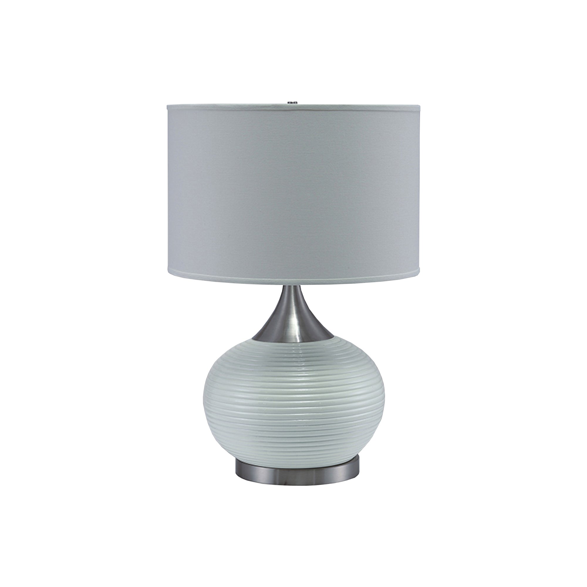 Table Lamp with Pot Bellied Ceramic Body Gray and White-zoom-1