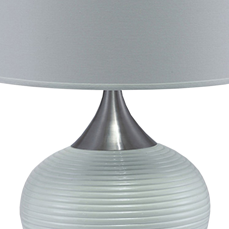 Table Lamp with Pot Bellied Ceramic Body Gray and White-zoom-