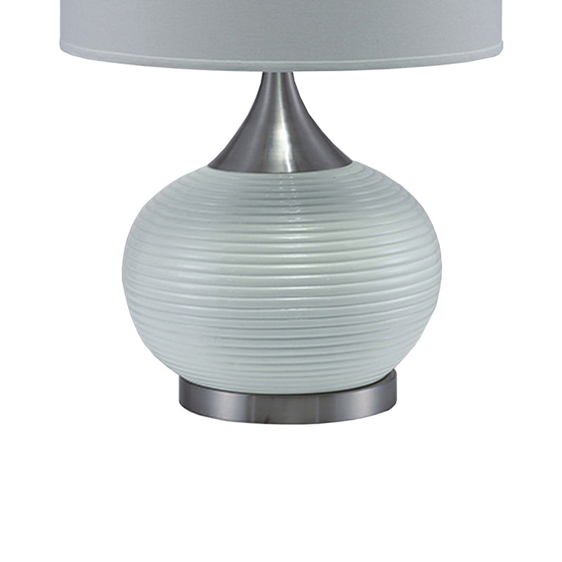 Table Lamp with Pot Bellied Ceramic Body Gray and White-zoom-
