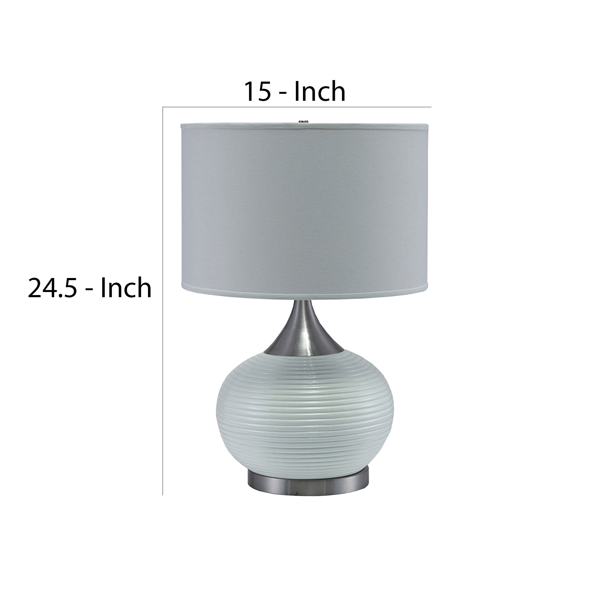 Table Lamp with Pot Bellied Ceramic Body Gray and White-zoom-5