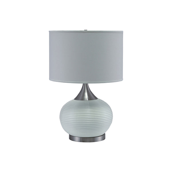 Table Lamp with Pot Bellied Ceramic Body Gray and White