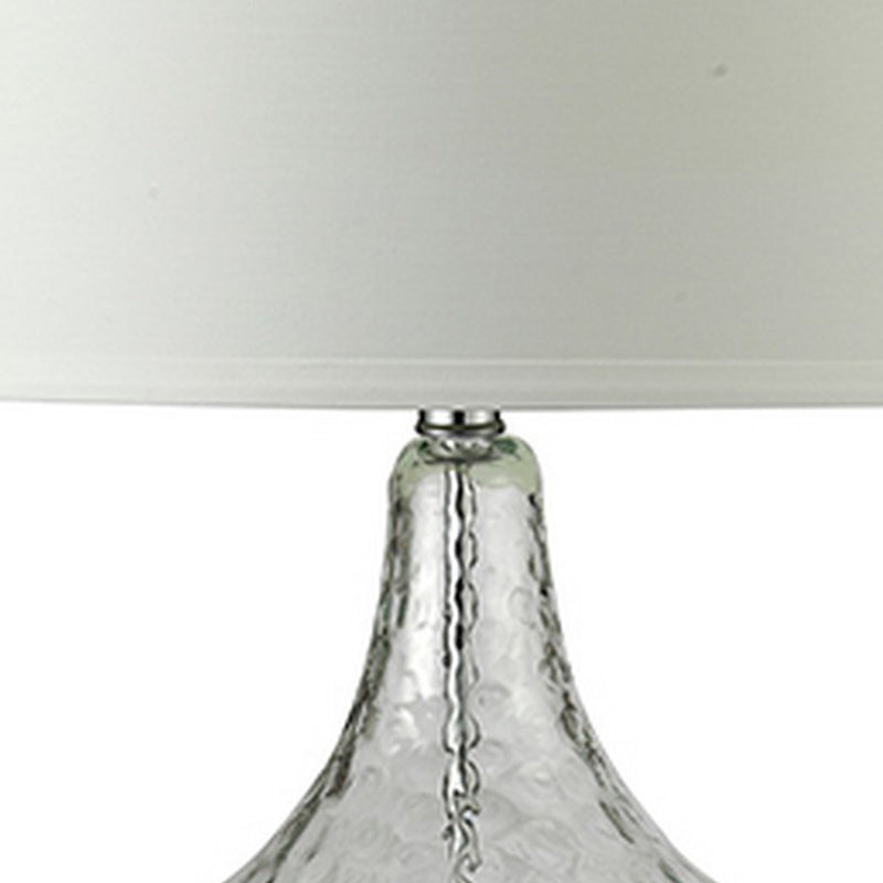 Table Lamp with Pot Bellied Glass Body Clear and White-zoom-