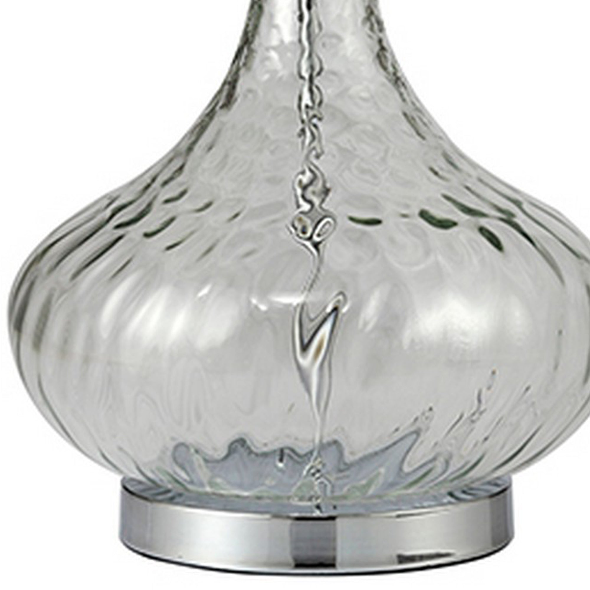 Table Lamp with Pot Bellied Glass Body Clear and White-zoom-4