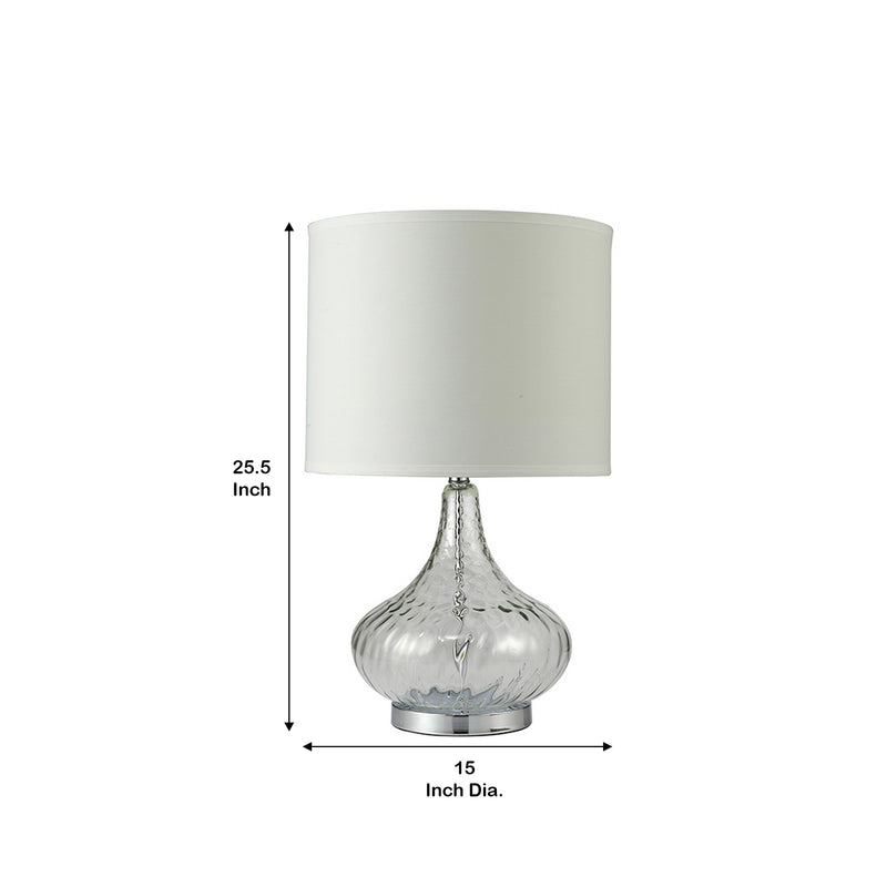 Table Lamp with Pot Bellied Glass Body Clear and White-zoom-