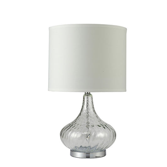 Table Lamp with Pot Bellied Glass Body Clear and White