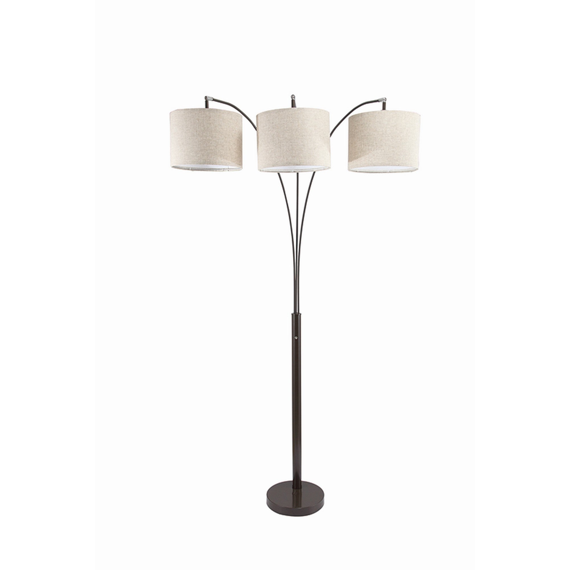 Floor Lamp With 3 Arched Arms And Fabric Shades Bronze-zoom-1