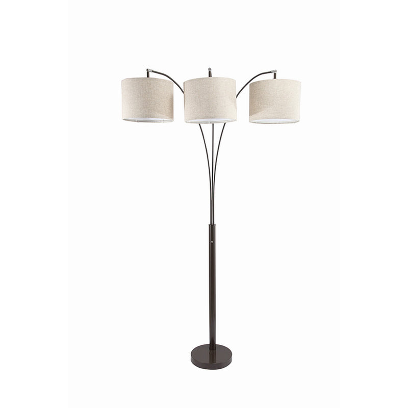 Floor Lamp With 3 Arched Arms And Fabric Shades Bronze-zoom-
