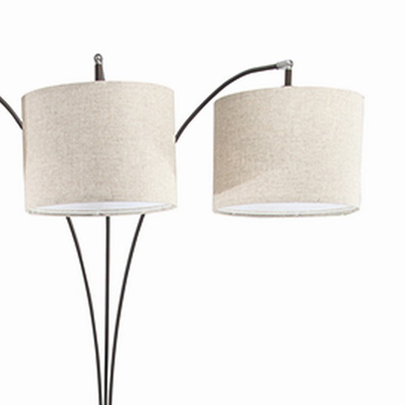 Floor Lamp With 3 Arched Arms And Fabric Shades Bronze-zoom-