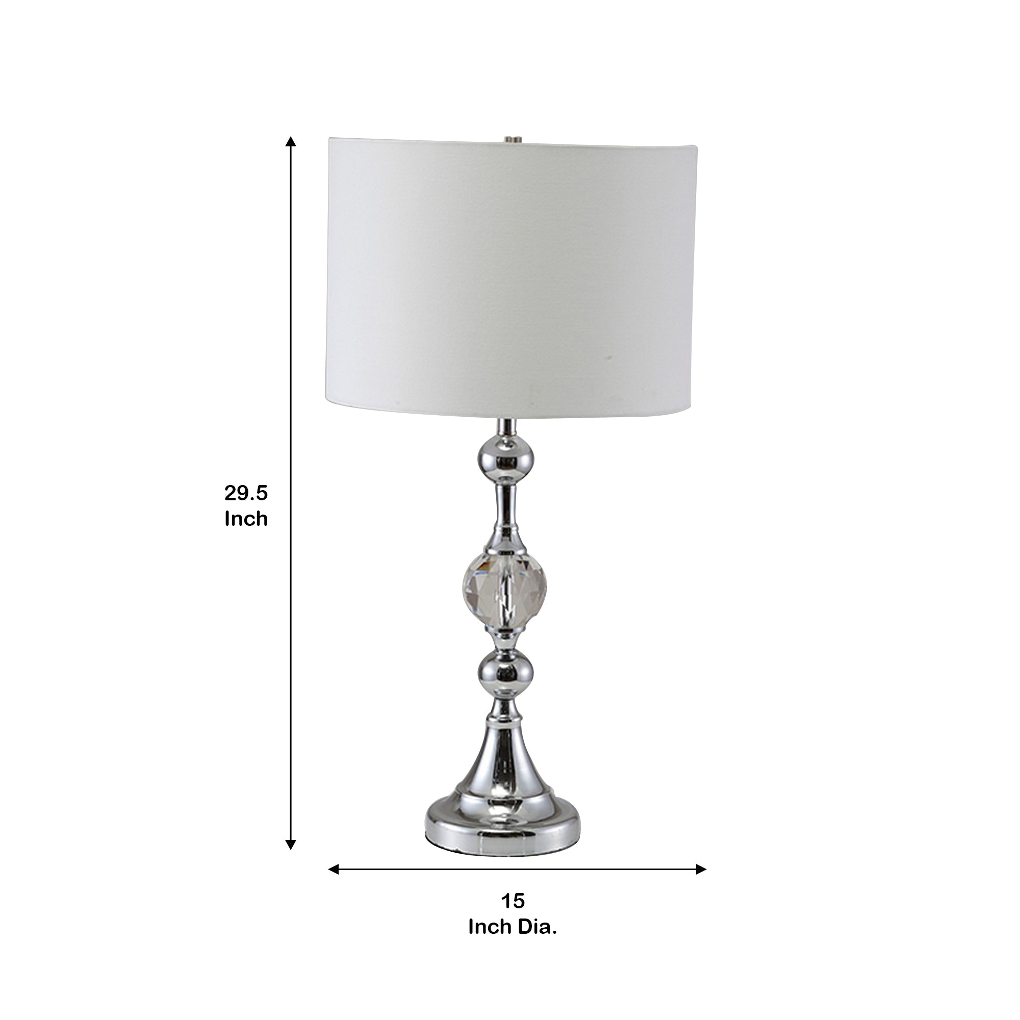 Table Lamp with Metal and Crystal Accents Silver and White-zoom-5