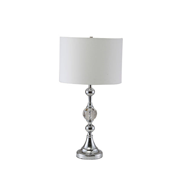 Table Lamp with Metal and Crystal Accents Silver and White
