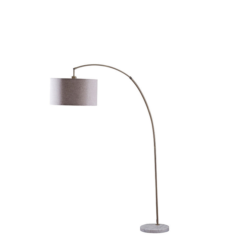 Floor Lamp With Curved Metal Frame And Drum Shade Antique Gold-zoom-