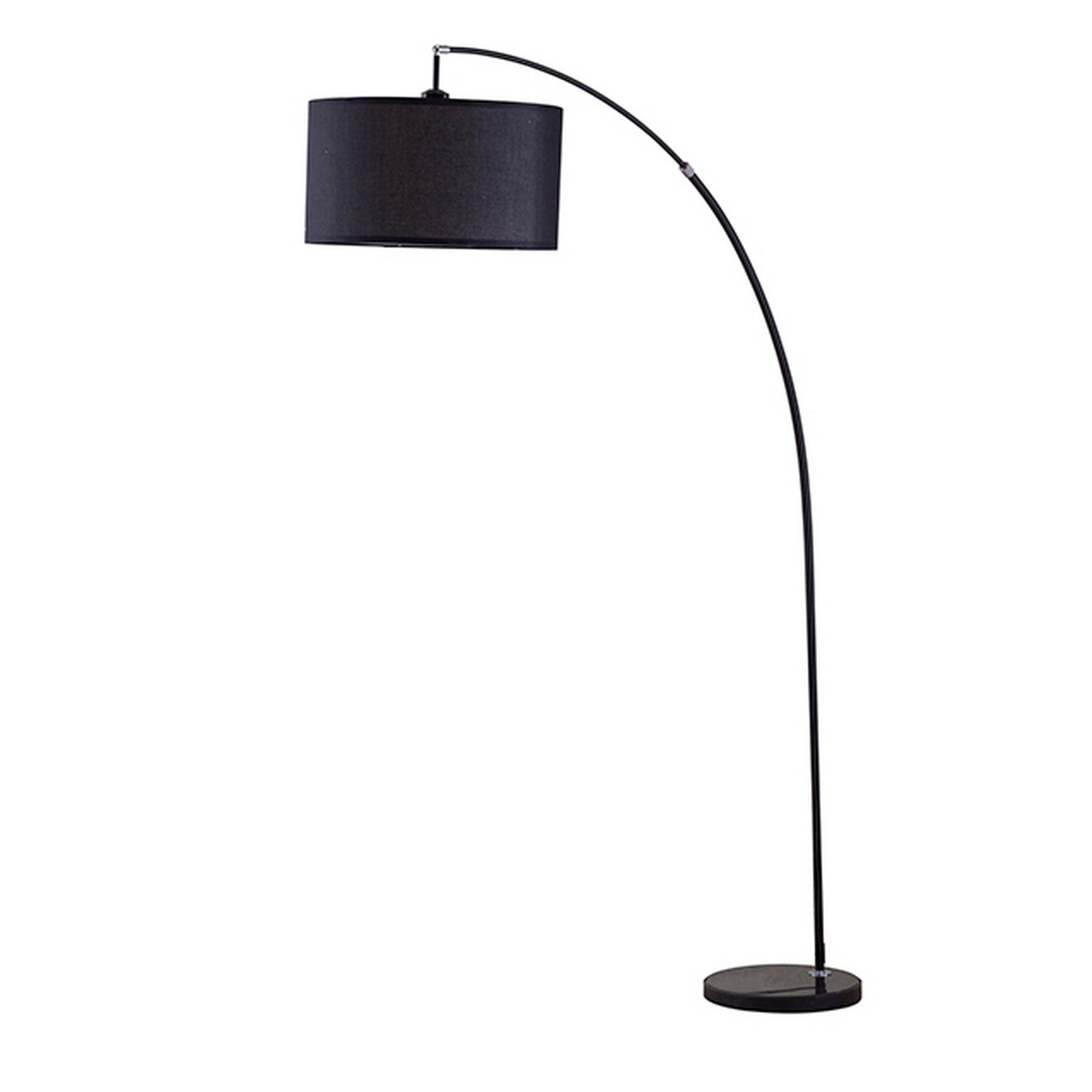 Floor Lamp With Curved Metal Frame And Drum Shade Black-zoom-1