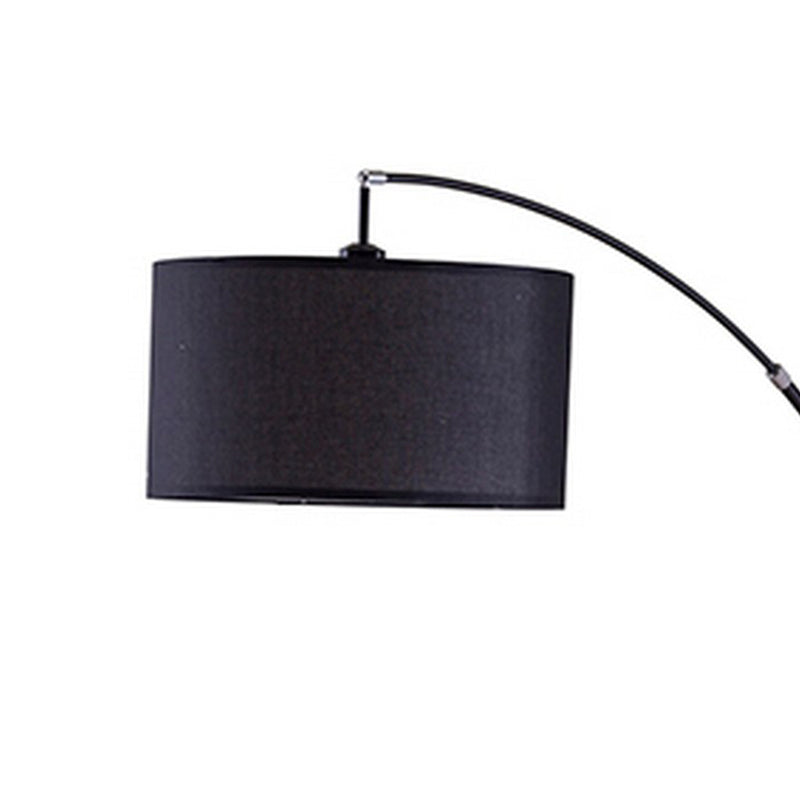 Floor Lamp With Curved Metal Frame And Drum Shade Black-zoom-