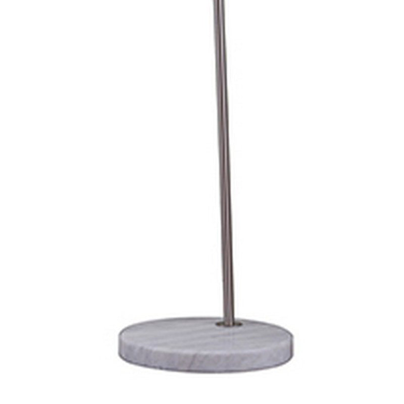 Floor Lamp With Curved Metal Frame And Drum Shade Silver-zoom-