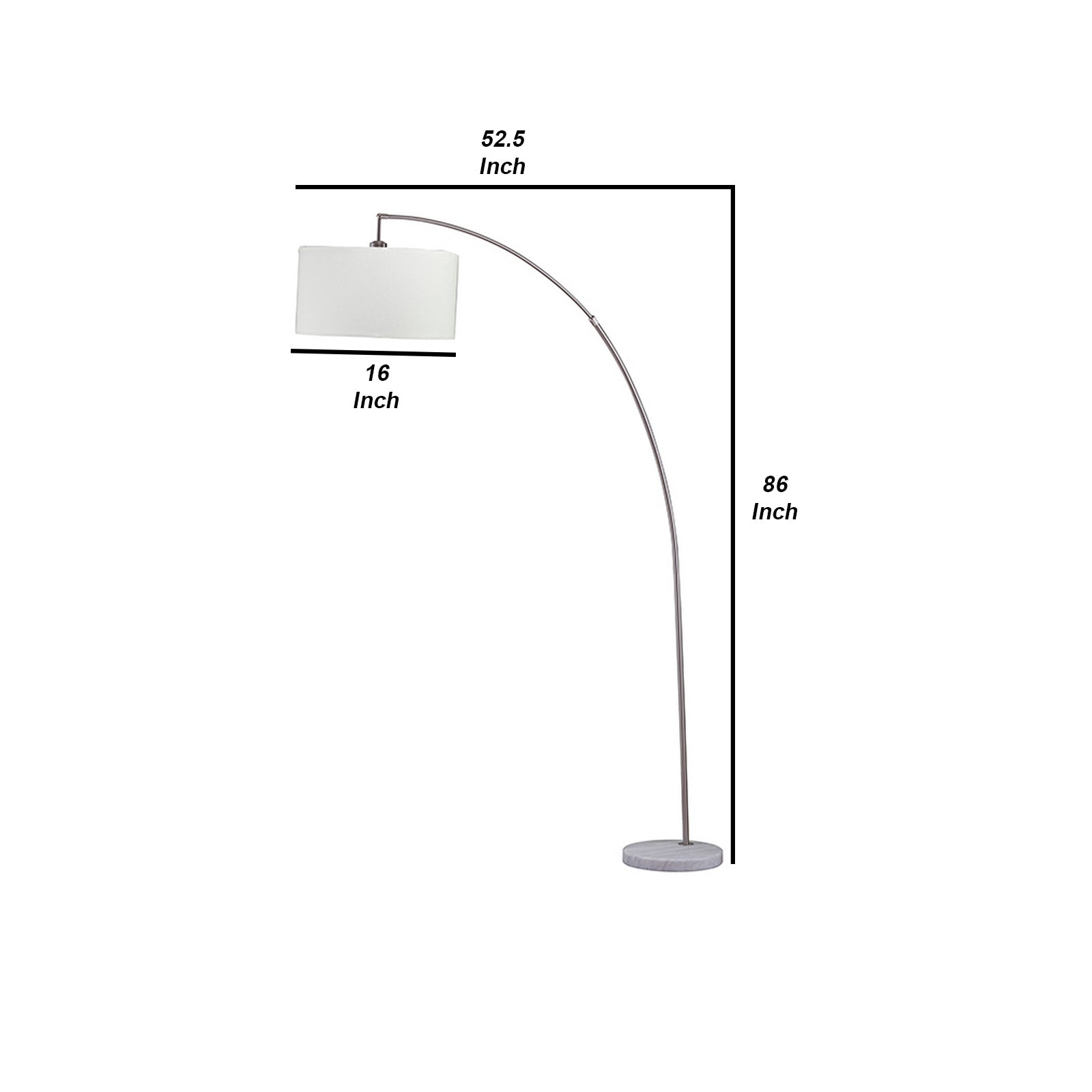 Floor Lamp With Curved Metal Frame And Drum Shade Silver-zoom-5