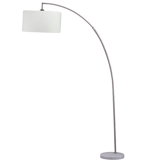 Floor Lamp With Curved Metal Frame And Drum Shade Silver
