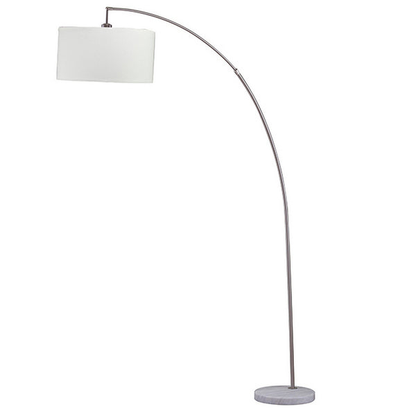 Floor Lamp With Curved Metal Frame And Drum Shade Silver