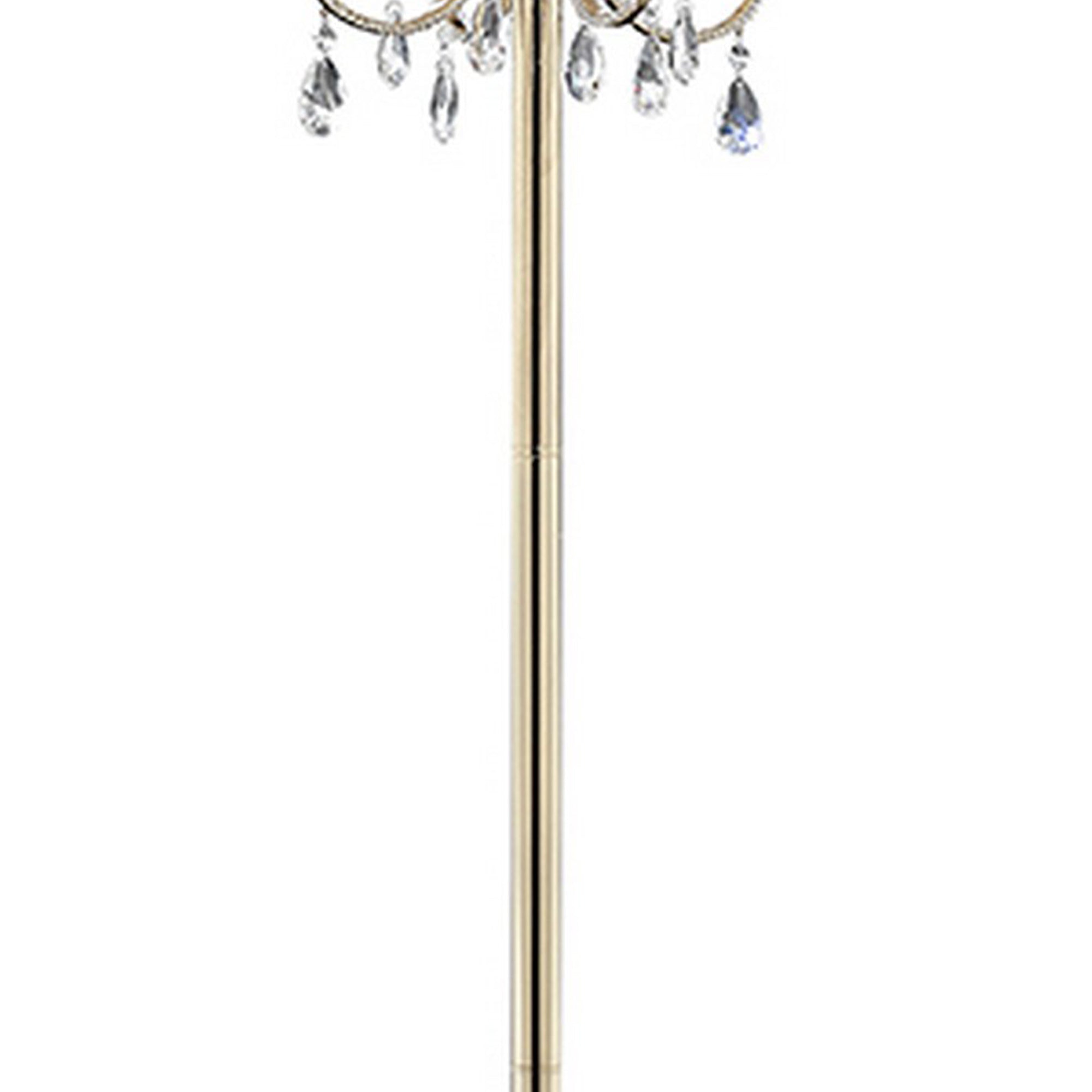 Floor Lamp With Crystal Accent And Baroque Printed Shade Gold-zoom-3