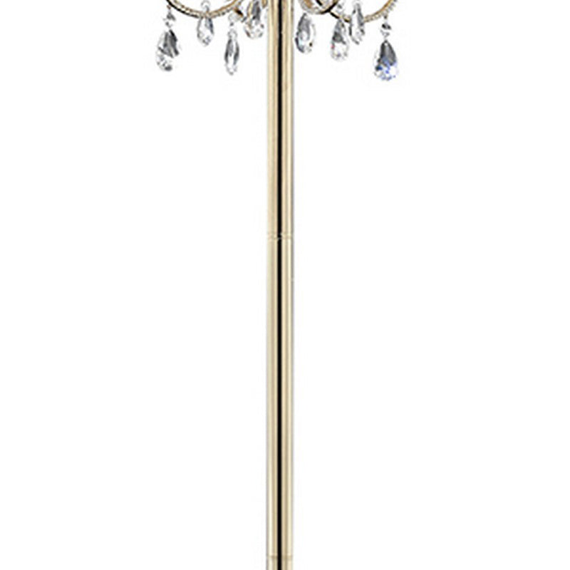 Floor Lamp With Crystal Accent And Baroque Printed Shade Gold-zoom-