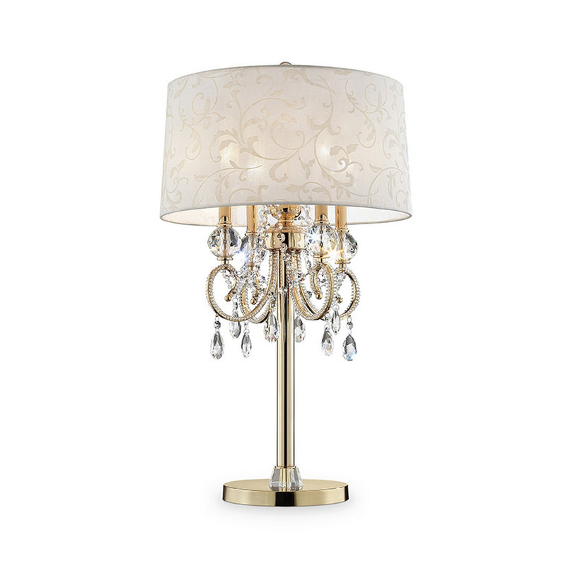 Table Lamp with Crystal Accent and Baroque Printed Shade Gold-zoom-
