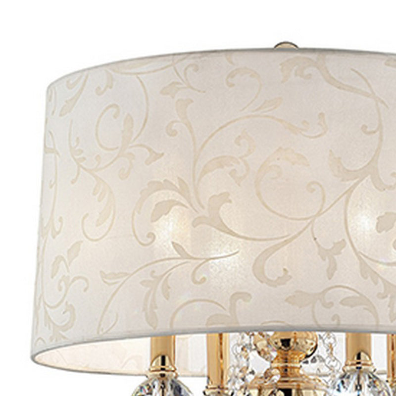 Table Lamp with Crystal Accent and Baroque Printed Shade Gold-zoom-