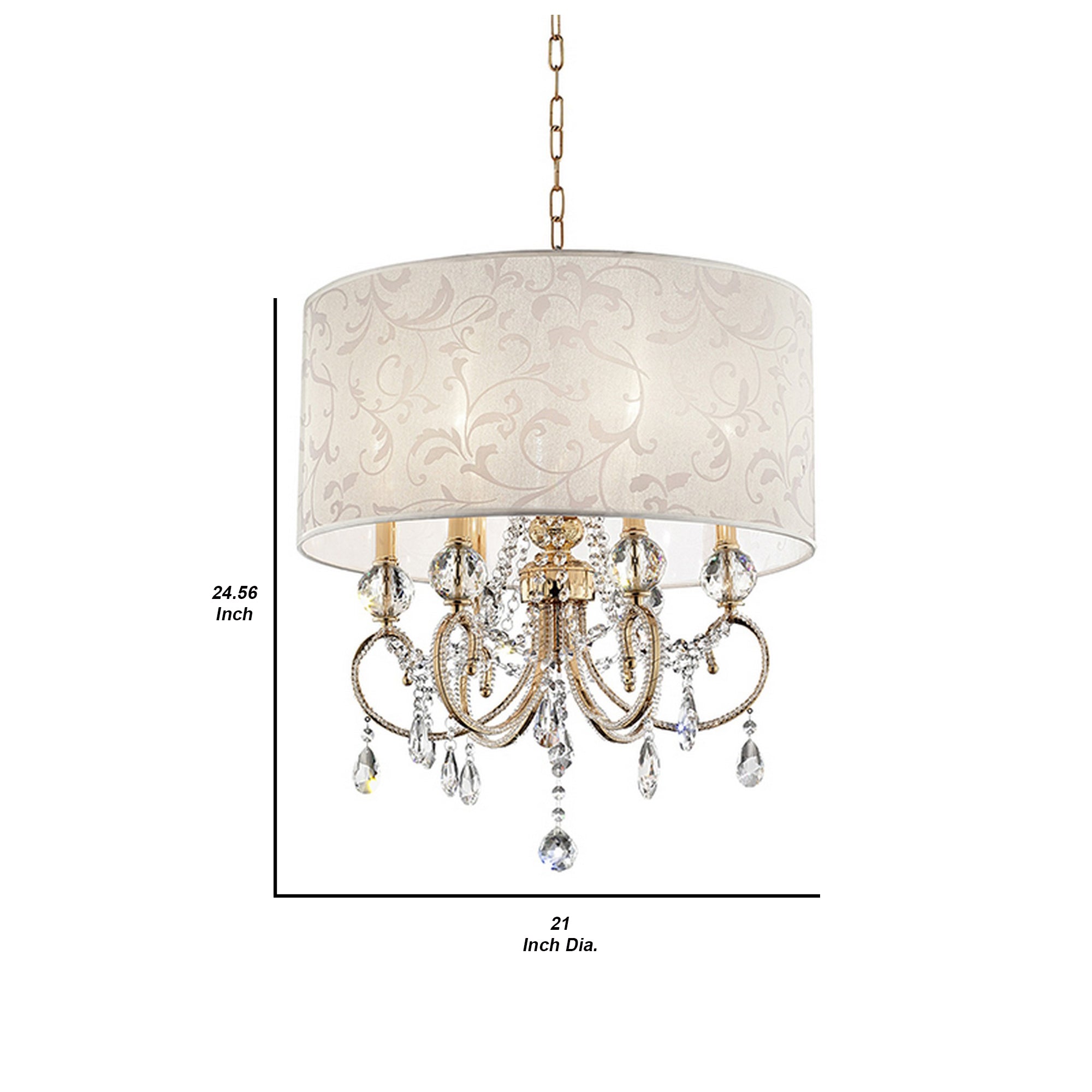 Ceiling Lamp with Crystal Accent and Baroque Style Shade Gold-zoom-5