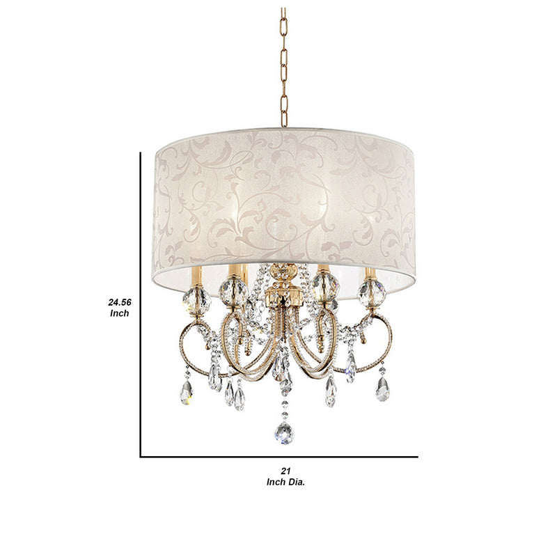 Ceiling Lamp with Crystal Accent and Baroque Style Shade Gold-zoom-