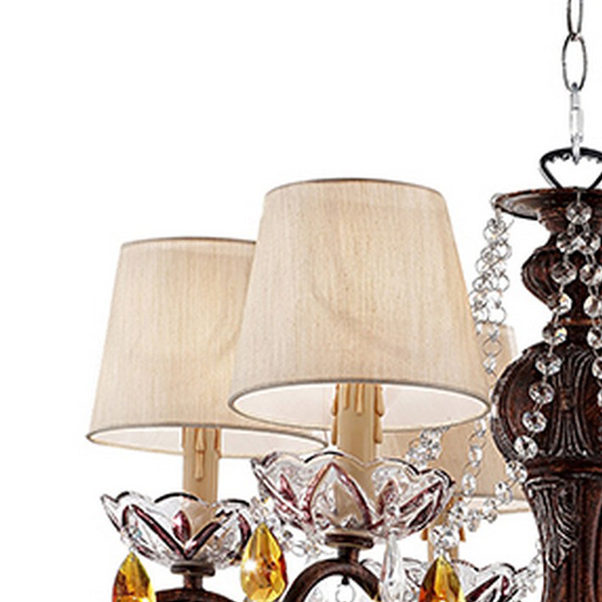 Ceiling Lamp with Scrolled Frame and 6 Bell Shade Bronze-zoom-2
