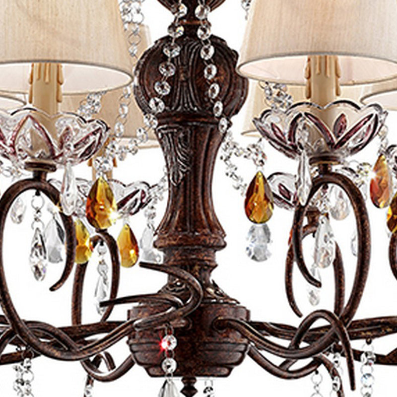 Ceiling Lamp with Scrolled Frame and 6 Bell Shade Bronze-zoom-
