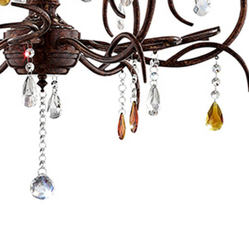 Ceiling Lamp with Scrolled Frame and 6 Bell Shade Bronze-zoom-