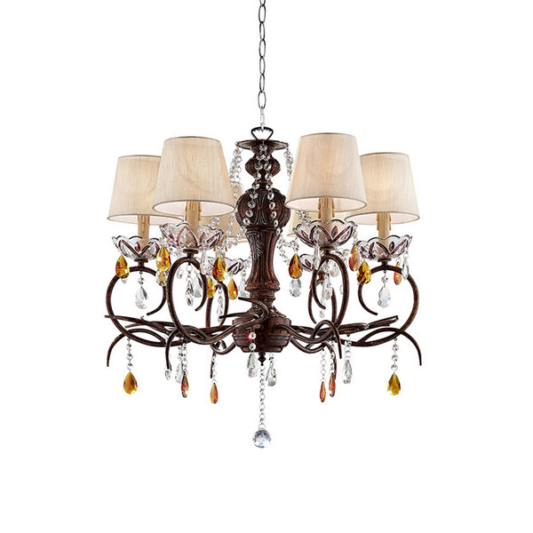 Ceiling Lamp with Scrolled Frame and 6 Bell Shade Bronze