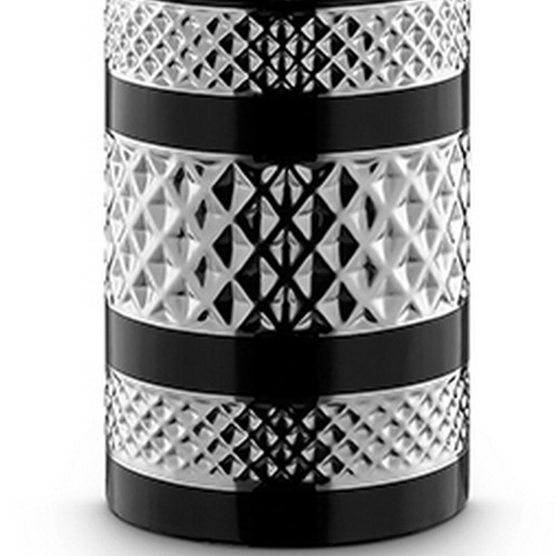 Table Lamp with Inlaid Chevron Pattern Base Silver and Black-zoom-
