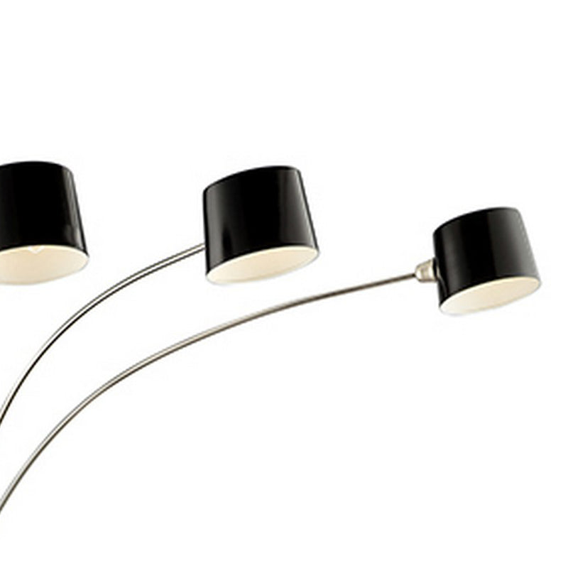 3 Arc Floor Lamp With Metal Frame And Marble Base Black-zoom-