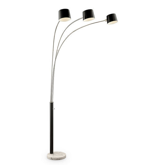 3 Arc Floor Lamp With Metal Frame And Marble Base Black