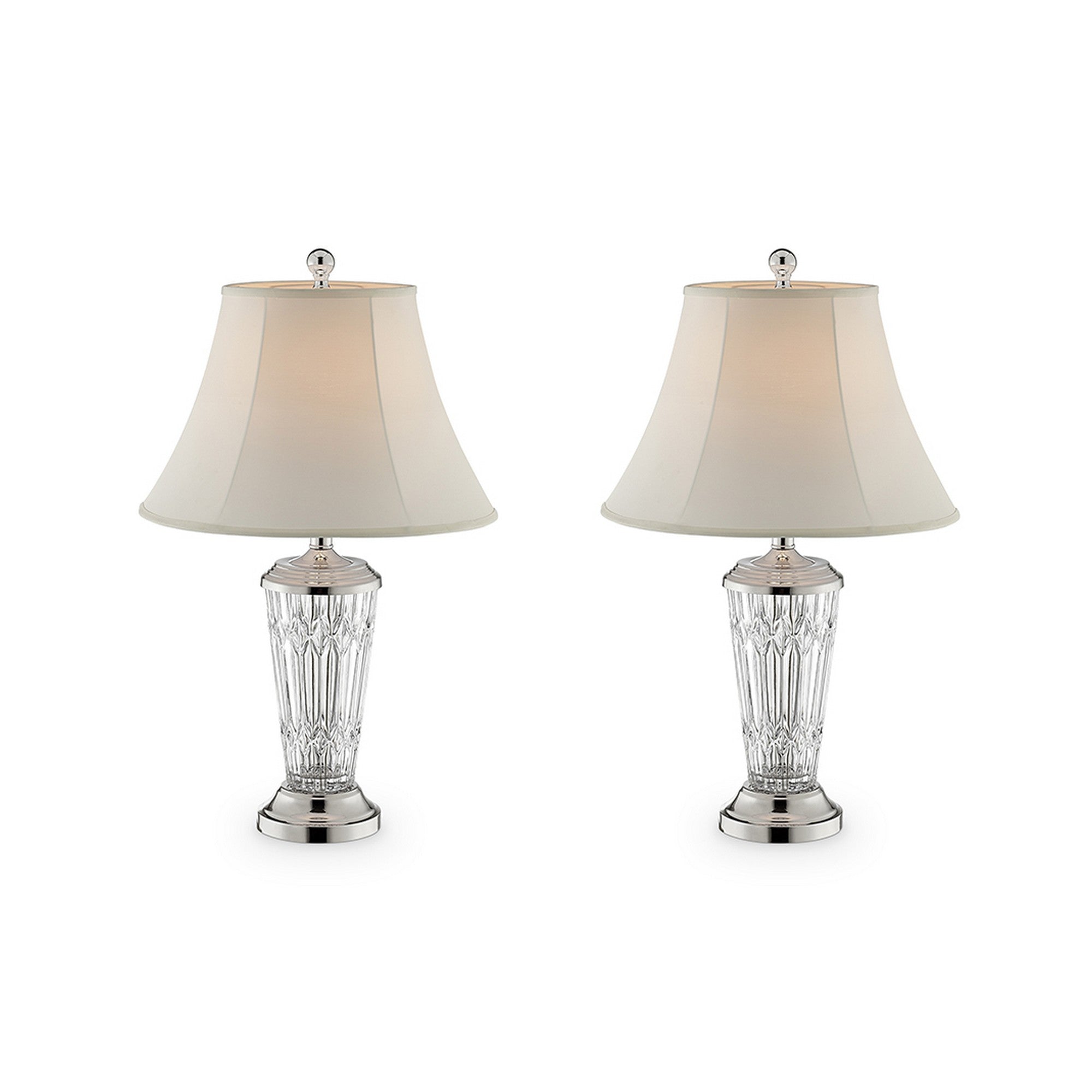 Table Lamp with Semi Fluted Glass Base Set of 2 Off White-zoom-1