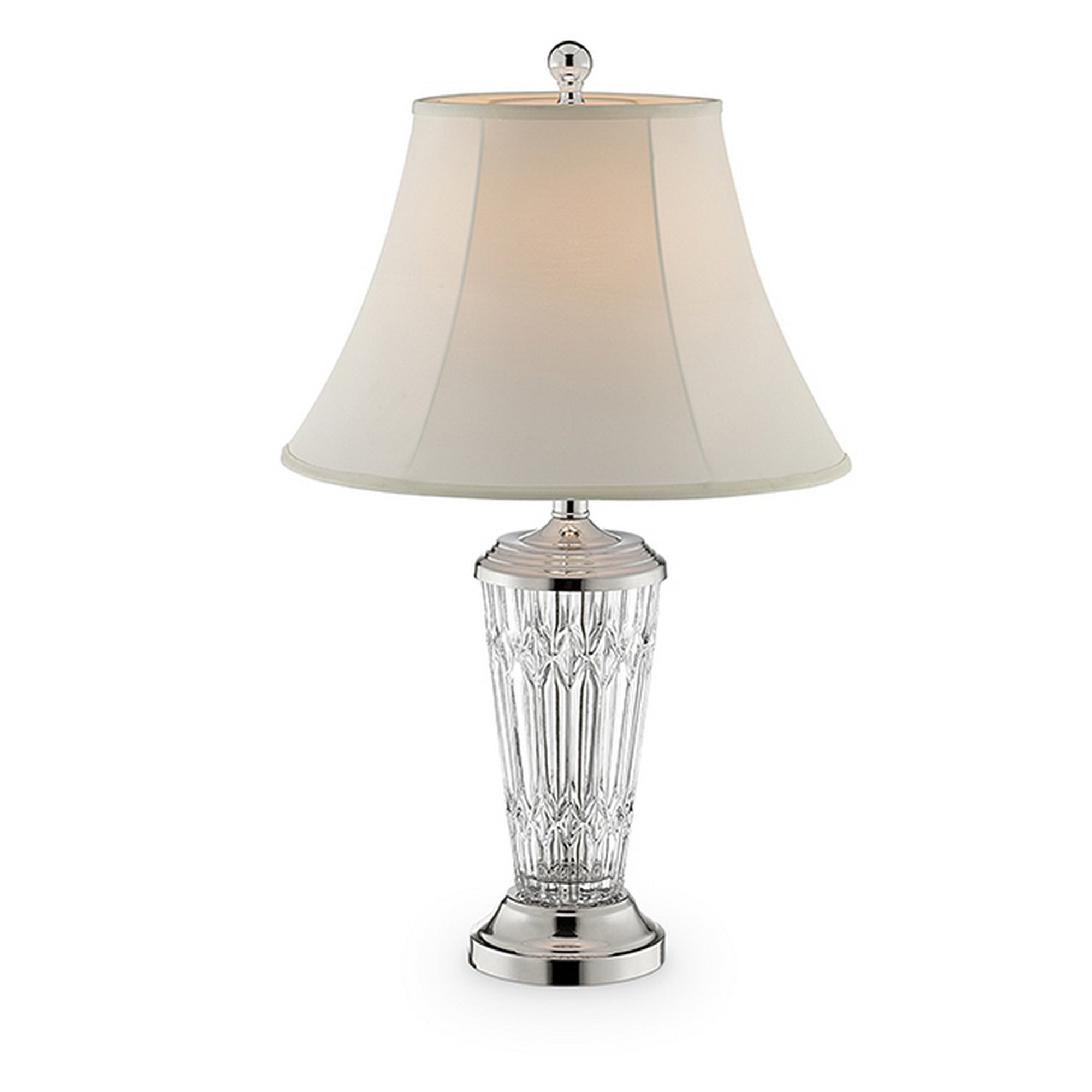 Table Lamp with Semi Fluted Glass Base Set of 2 Off White