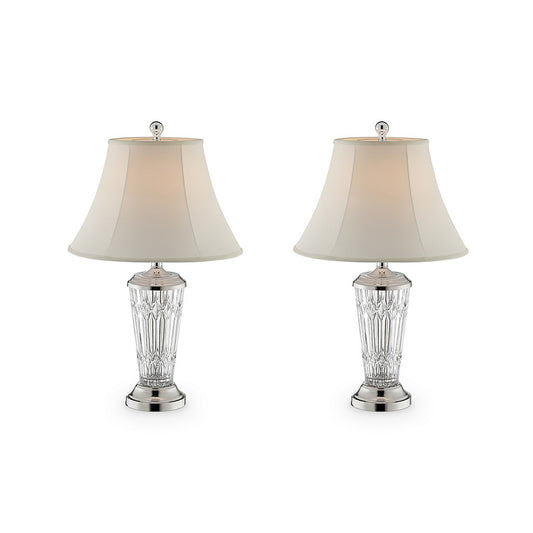 Table Lamp with Semi Fluted Glass Base Set of 2 Off White