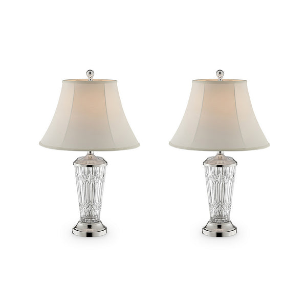 Table Lamp with Semi Fluted Glass Base Set of 2 Off White