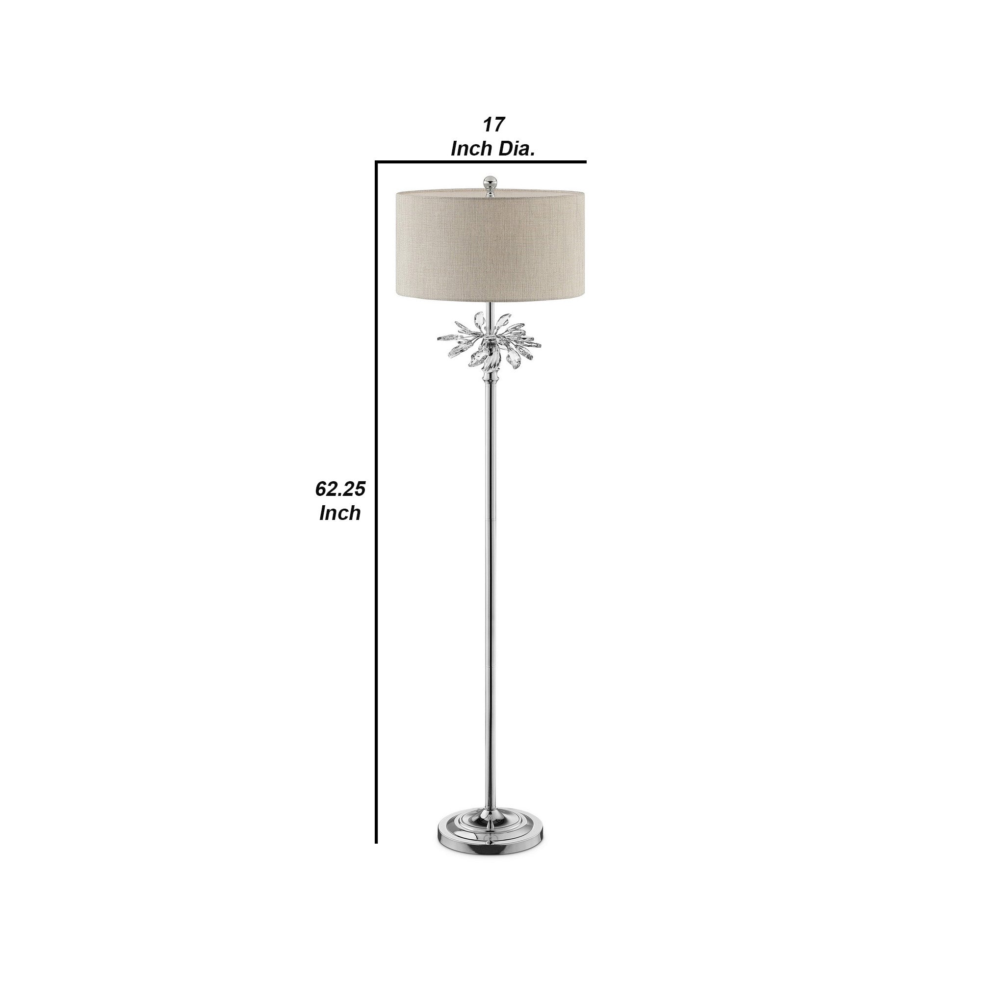 Floor Lamp With Starburst Crystal Accent Gray And Silver-zoom-5