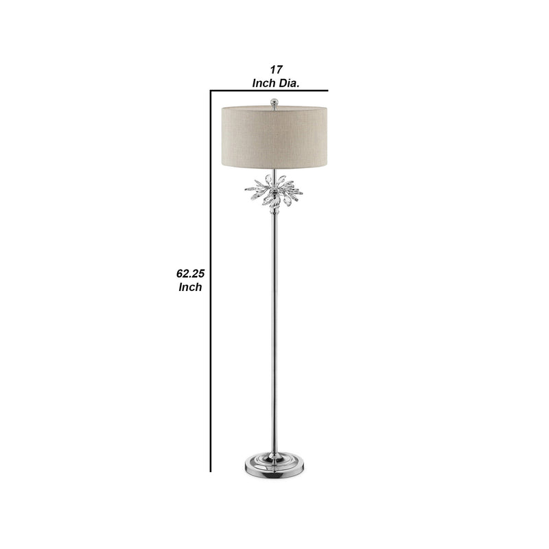Floor Lamp With Starburst Crystal Accent Gray And Silver-zoom-