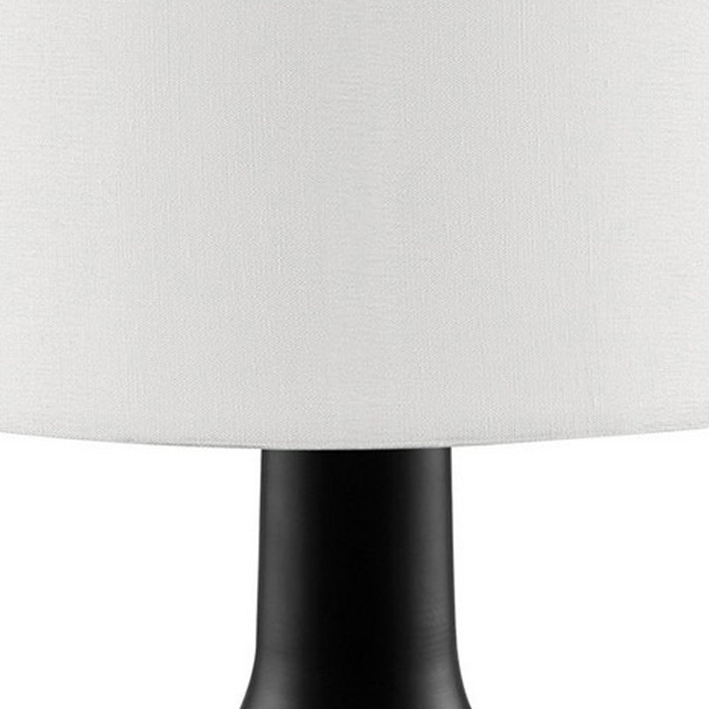 Table Lamp with Teardrop Metal Base and Fabric Shade Black-zoom-