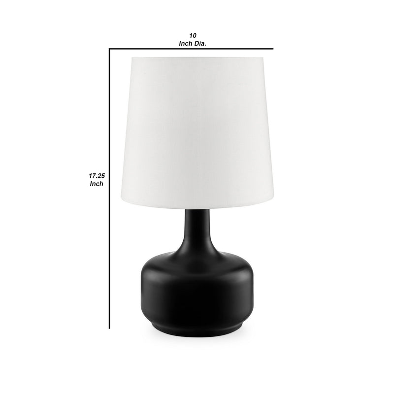 Table Lamp with Teardrop Metal Base and Fabric Shade Black-zoom-