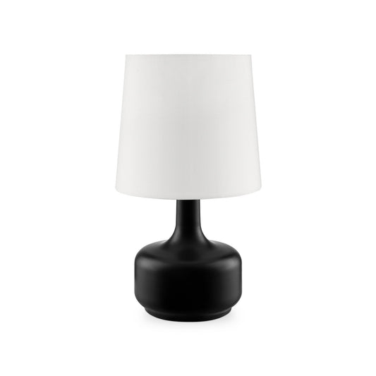Table Lamp with Teardrop Metal Base and Fabric Shade Black